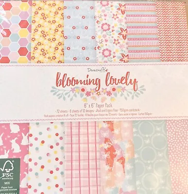 New Dovecraft 6” X 6” Paper Pad - Blooming Lovely - 72 Sheets 150 Gsm Cardstock • £3.99