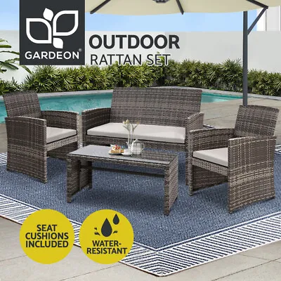 $329.95 • Buy Gardeon 4 PCS Garden Outdoor Furniture Lounge Setting Wicker Dining Set Patio
