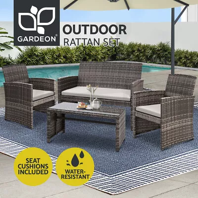 Gardeon 4 PCS Garden Outdoor Furniture Lounge Setting Wicker Dining Set Patio • $249.95