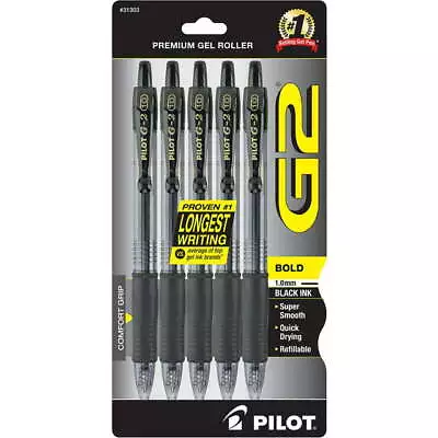 PILOT G2 Premium Refillable & Retractable Rolling Ball Gel Pens Bold Point Pk 5 • $9.97