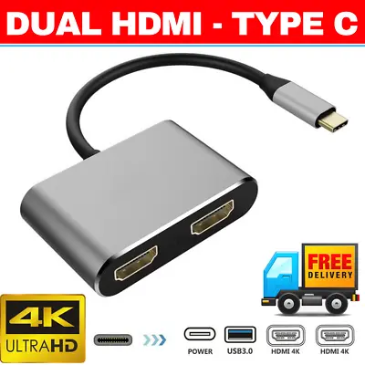 $26.55 • Buy MIRROR Type C To DUAL HDMI Adapter 4K@60hz USB C Charge Port USB-C Converter