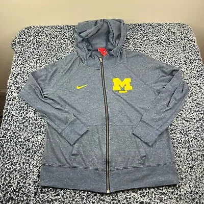 Nike Michigan Wolverines Hoodie Shirt Womens Large Blue Full Zip Pockets NCAA • $19.99