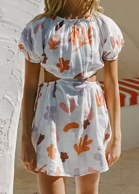 Sabo Skirt Aroma Cutout Dress - White/orange/lavender Size XS BNWT • $45