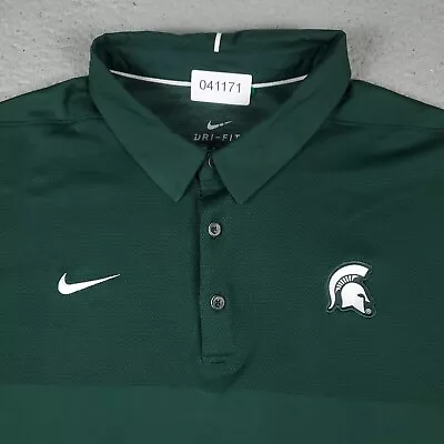 Nike Michigan State Spartans Polo Shirt Mens 2XL Green Swoosh Short Sleeve • $24.95