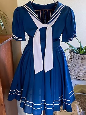 Delightful Vintage Jeri Bee Blue Sailor Square Dance Dress Womens Size 12 • $69