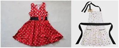 Minnie Mouse Costume Dress Women's Size Large AND Gold & White Disney Apron • $49.95