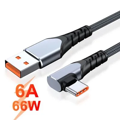 $13.56 • Buy USB Type C Cable Fast Charging PD 66W Right Angle For Huawei OPPO VOOC OnePlus