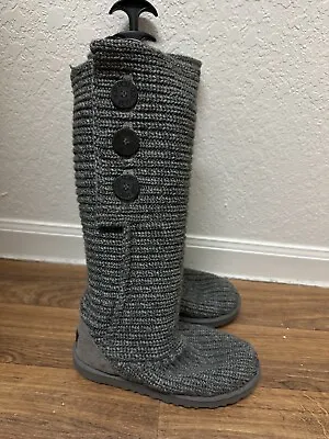 UGG Classic Cardy Knit Button Detail Knit Boots Size 7 Gray • $23.20