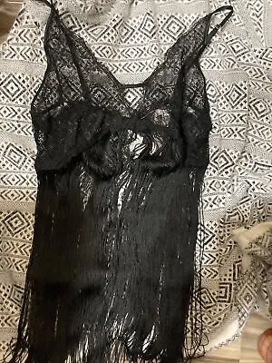 Victoria Secret Sexy Teddy With Fringes Black See Through Size Xl New  • $23.90