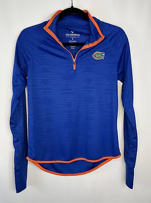 Womens Small Florida Gators Sweater Blue Pull Over Quarter Zipper Issue • $10