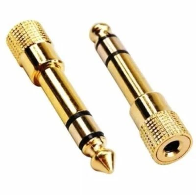 £3.19 • Buy 2 GOLD PLATED 3.5mm To 6.35mm Headphone Jack Plug Audio Converter Adapter Socket