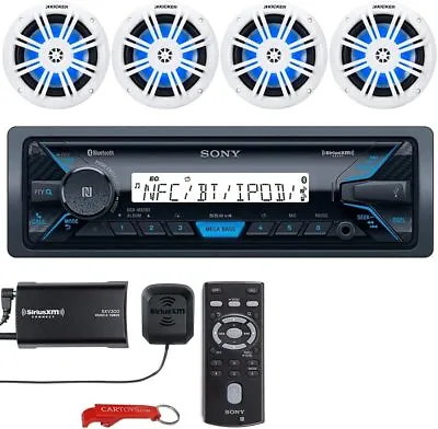 Sony DSX-M55BT Bluetooth Marine Stereo W/ 4 Kicker LED Speakers & SiriusXM Tuner • $399.99