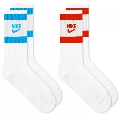 Nike Heritage 2 Pack Crew Socks In White With Colour Logo • $15.85