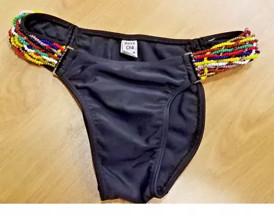 $60 • Buy Rosa Cha Beaded Sides Bikini Bottom Black Sz M