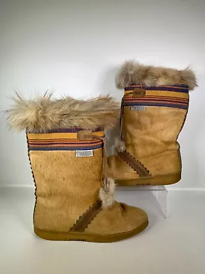 Tecnica Fur Yeti Boots Snow Shoes UK 7 EU 40 Brown Tassle Women's • £74.99