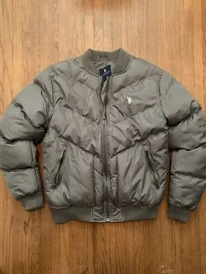U.S Polo Association Men's Size Medium Gray Bubble/ Puffer Winter Jacket • $39.99