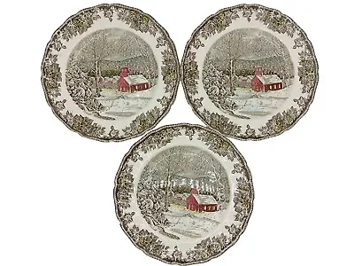 3 Johnson Brothers Friendly Village 9 7/8  Dinner Plates The School House Winter • $36.99