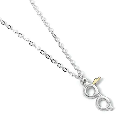 Harry Potter Silver Plated Lightning Bolt & Glasses Necklace By The Carat Shop • £12