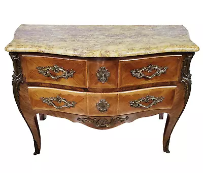 Antique FRENCH 19th C Louis XV Style Inlaid & MARBLE TOP Dresser COMMODE Chest • $1657.50