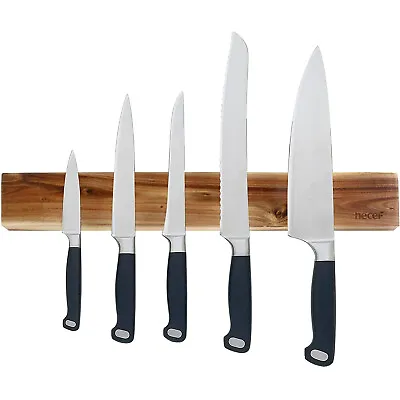 12in Magnetic Knife Holder For Wall Acacia Wood Strong Magnetic Knife Strip Rack • £18.99