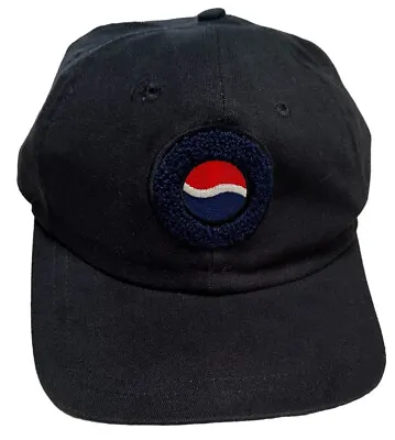 Vintage 90s Pepsi Cola Black Snapback Baseball Cap Puffy Logo Adjustable Hat • $13.25