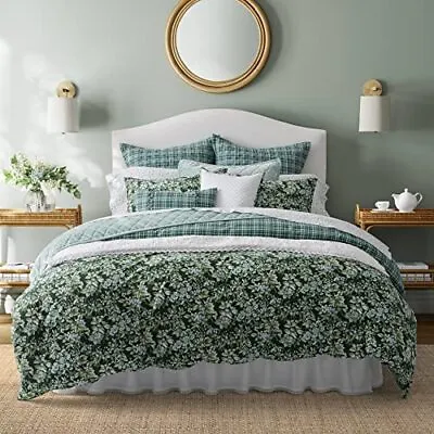 Laura Ashley- Queen Duvet Cover Set Reversible Cotton Bedding Set Includes . • $139.06