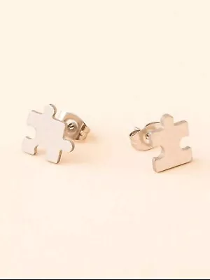 Puzzle Stud Earrings. Puzzle Piece Earrings. Free P&P.  • $6.21