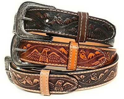 Kids Western Belt Genuine Leather Eagle Horse Decorated Kids Rodeo Cowboy Belt • $19.99