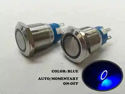 2 Of Marine SS 304 Blue LED 12V Flush Light AUTO ON-OFF Push Switch Ring Button  • $14.99