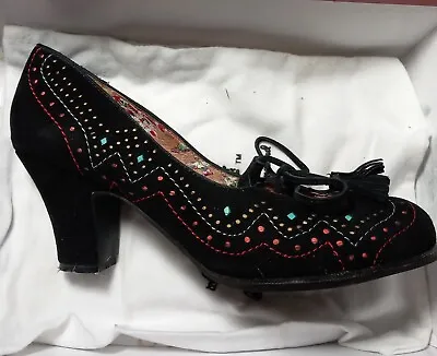 Miss L Fire Black Suede/multicolour Court Shoes 40/7 • £110