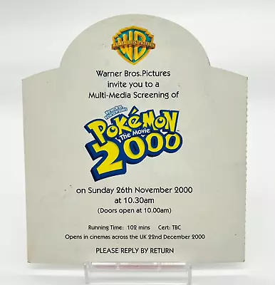 Pokemon The Movie 2000 Invitation Ticket Media Preview Screening At UK Vintage • $229