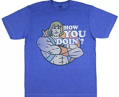 DC Comics Freeze He-Man Men's Distressed How You Doin?  Heathered Blue - NEW • $14.95