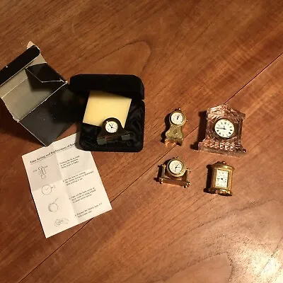 Miniature Brass Clocks Quarts Job Lot X5 • $33.61