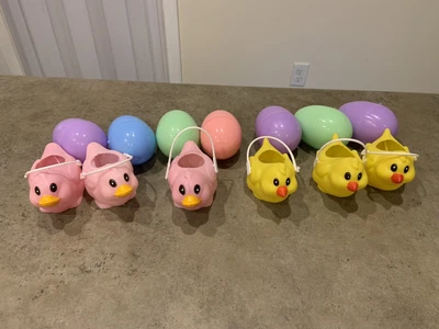 $15 • Buy VTG Mini Easter Basket Candy Treat Containers And Pastel Eggs Lot Of 13