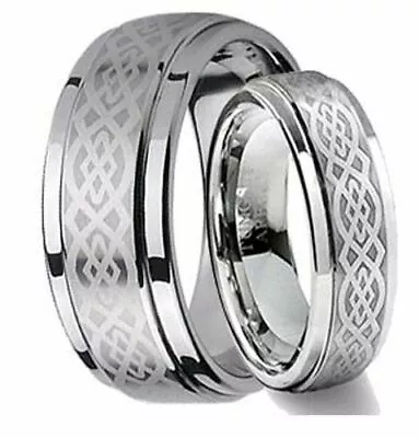 Men's & Women's Matching  Tungsten Carbide Celtick Knot Wedding Band Ring Set • $56.40