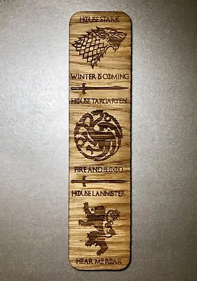 Wooden Bookmark Game Of Thrones House Stark Lannister Targaryen Christmas Gift • £6.49