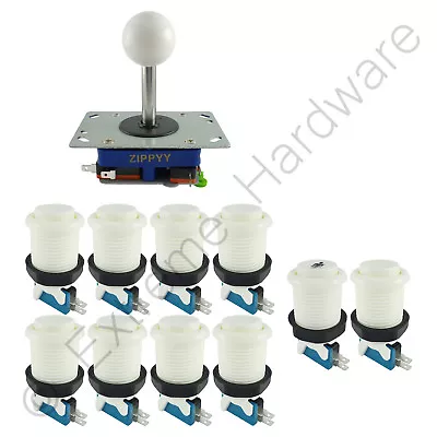 £17.99 • Buy 1 Player Arcade Control Kit 1 Ball Top Joystick 10 Buttons White JAMMA MAME Pi