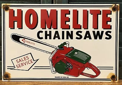 Vintage 1963 Dated Homelite Chain Saws Advertising 12” Porcelain Sign • $29.99