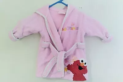 Vintage Terry Cloth Robe Baby Girl Pink Sesame Street Elmo Adorable 0 To 9 Mos • $9.09