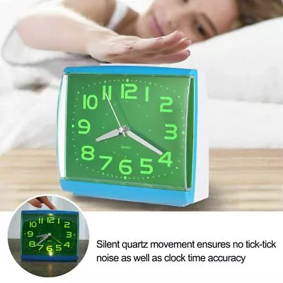 $26.23 • Buy Battery Operated Luminous Quartz Alarm Clock Bedside Clocks No Tick Night Light