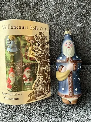 Vaillancourt Folk Art Glass Ornament Blue Father Christmas With Star OR 9633 • $49.99