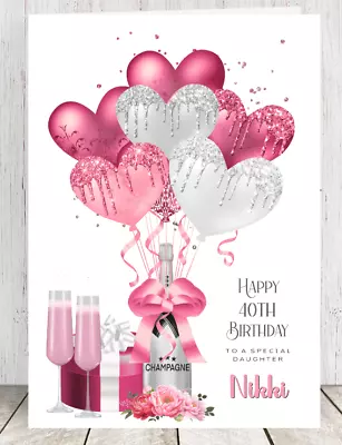 Personalised Birthday Card LARGE Size ANY AGE Female Daughter Sister Wife Friend • £3.99