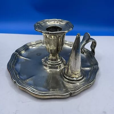 £52.97 • Buy Elkington & Co Silver Plate Chamberstick Snuffer Candle Holder 1854 Antique