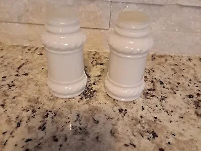 VINTAGE MILK GLASS Salt & Pepper Shakers 3.75 Inches High • $10