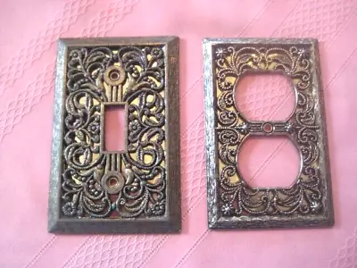 Light Switch Outlet Covers Plates Vintage Brass Gold Finish Metal Mirrored • $24.95