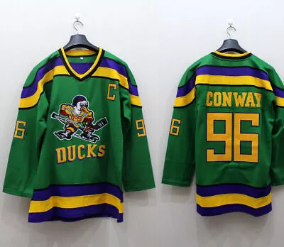 Charlie Conway #96 Hockey Jersey The Mighty Ducks Movie Stitched Green • $41.99