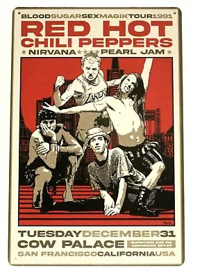 $10.46 • Buy Red Hot Chili Peppers Live In Concert Tin Metal Poster Sign Man Cave Garage RHCP