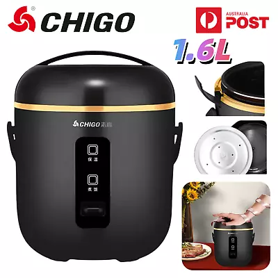 CHIGO Mini Electric Rice Cooker 1.6L Portable Soup Steamer Non-Stick Stew Pot AU • $63.69