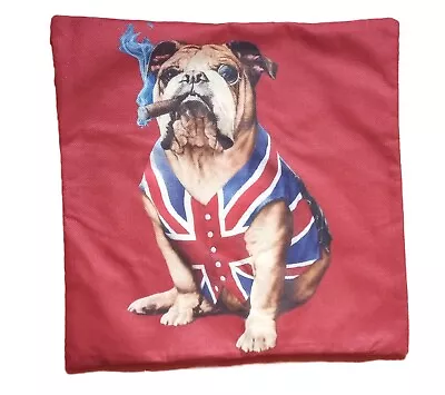 UNION JACK Cushion Cover British Flag 45cm X 45cm Colorful Bulldog Or Bus • £7.89