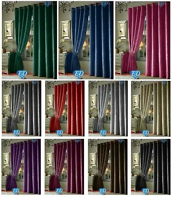 £20.95 • Buy Crushed Velvet Curtains Pair Eyelet Ring Top Fully Lined Ready Made Tie Backs